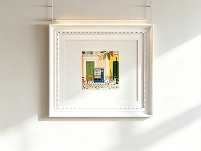 奶油风画框 客厅风景装饰画 法式市井插画 中古街景框画 简美方形框画