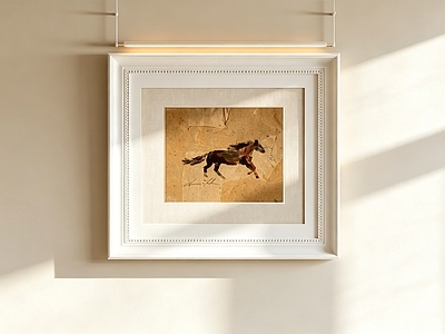 奶油风画框 中古骏马手绘 简美方形框画 书房动物挂画 客厅骏马装饰画 复古奔马框画