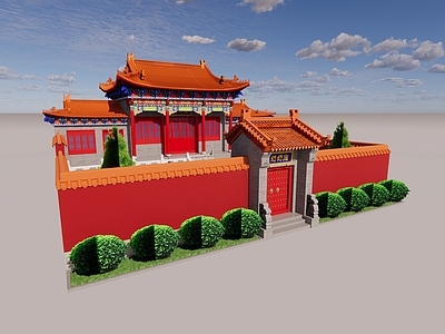 中式古建寺庙建筑 寺庙 奶奶庙 古建筑