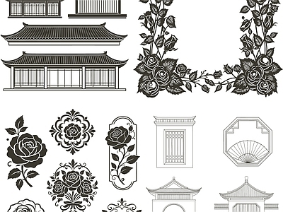 其他图库 花纹 纹理 贴图 线稿 中式