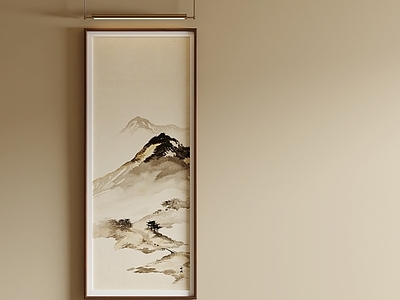 中古风山水画 新中式装饰画 侘寂风山水画 长条古山水画 水墨云山挂画 茶室山水立画