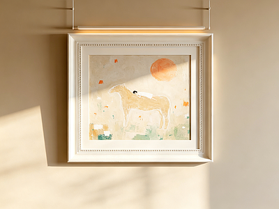 奶油风挂画 中古风装饰画 肌理人物马画 复古肌理马画 简笔人物油画