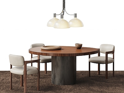 中古风餐桌椅 Minotti 意式极简餐桌椅 毛绒地毯 贝塞尔餐桌 包豪斯吊灯