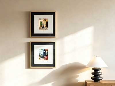 奶油风挂画 中古风街景画 欧式风景套画 法式街景双联画 复古街景挂画