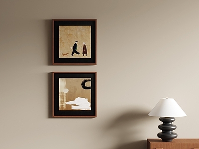 中古风挂画组合 侘寂人物抽象画 暖棕肌理套画 文艺人物抽象画