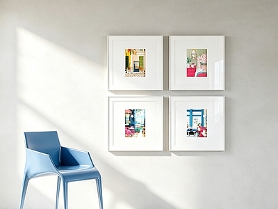 极简挂画组合 复古室内装饰画 欧式街景挂画 方形组合挂画