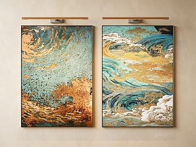 新中式抽象挂画 新中式装饰画 宋氏美学 装饰画 蓝色挂画 茶室装饰画