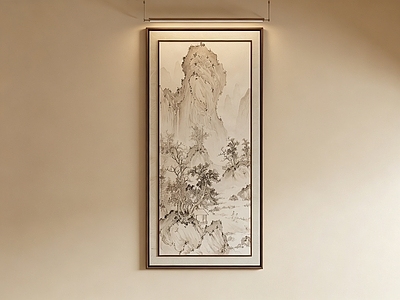 新中式山水画 中古山水装饰 国风山水挂画 禅意山水立轴 宋意山水挂画