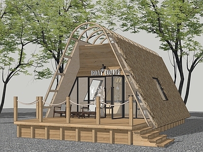 原木风餐饮建筑 装配式木屋 木屋咖啡厅 文旅咖啡厅 船元素建筑 驿站