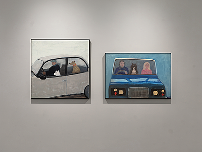 现代简约挂画组合 挂画组合 插画 装饰画 骑车装饰画 居家配件