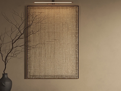 侘寂抽象画 米灰肌理挂画 原木风竖版画 侘寂纹理壁画 素色抽象挂画