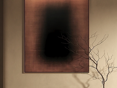 侘寂抽象画 棕黑抽象画 中古暗调挂画 质朴暗调挂画 侘寂装饰画 油画