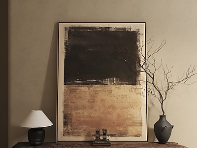 侘寂抽象画 侘寂复古壁画 黑棕撞色挂画 色块抽象挂画 肌理画 油画