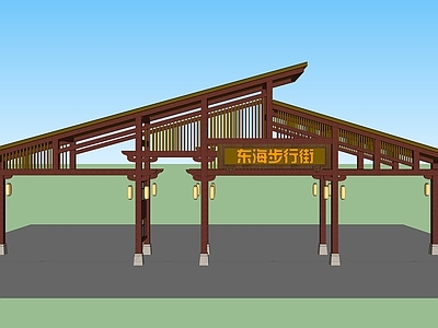 新中式景观商业街入口大门