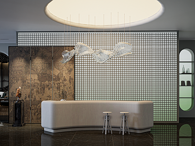 新中式酒店大堂 酒店大厅 SPA 温泉酒店 大厅