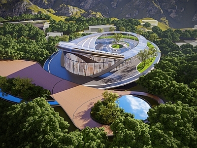 未来主义展览馆建筑 现代异形建筑 现代曲线建筑 公共建筑 展馆博物馆 现代文化场馆