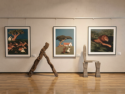 极简艺术展厅 现代艺术展厅 画廊 美术馆 装饰画 艺术中心