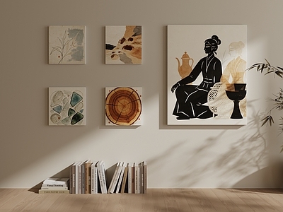 新中式挂画组合 中古风挂画 侘寂风挂画 装饰挂画 现代挂画 装饰摆件