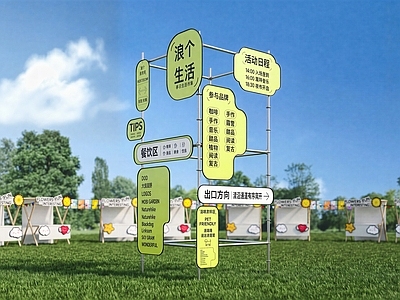 现代导视立柱 雷亚架美陈广告位 临时导览 脚手架广告导览