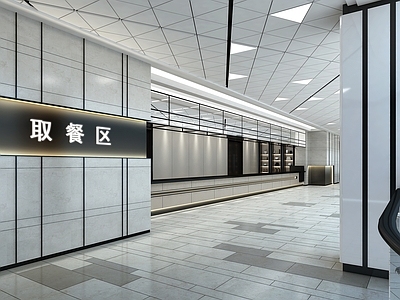 现代简约学生食堂 餐厅过道
