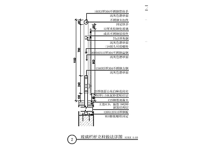 楼梯节点 栏杆标准段大样图