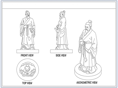 综合软装摆件图库 中式伟人人物雕塑