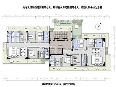 住宅楼建筑 养老护理 215 225 住宅户型 平面图