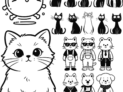 其他图库 花纹 剪影 动物 小猫 贴图