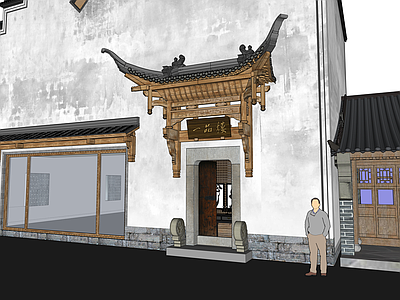 中式古建古建筑 古建 门头 中式 商铺入口