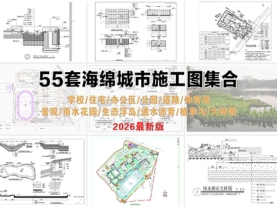 综合性公园 海绵城市施工图 雨水花园 生态浮岛 透水沥青 公园景观