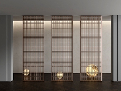 新中式屏风 金属网隔断格栅