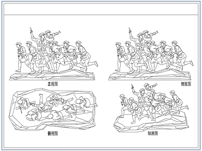 综合软装摆件图库 红色红军革命雕塑