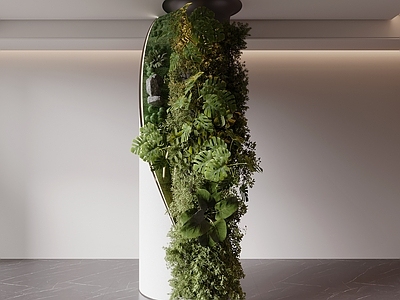 现代简约梁柱节点 异形柱 绿植柱 垂直绿化 装饰柱 植物柱