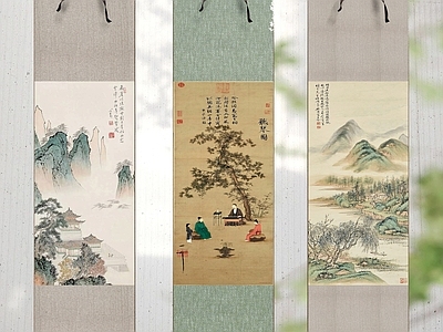 中式宋式挂画 宋式挂画装饰画 立轴卷轴挂画装饰 中式装饰挂画 复古装饰品挂画 挂画绢纸棉麻