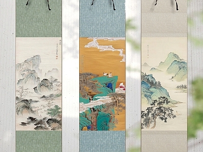 新中式山水画 宋式挂画装饰画 立轴卷轴挂画 中式装饰挂画 复古挂画装饰品