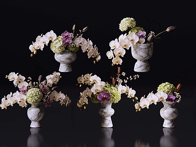 轻奢花瓶 2D现代轻奢花艺 现代侘寂花瓶花艺 法式复古花艺 高级感花艺 软装摆件