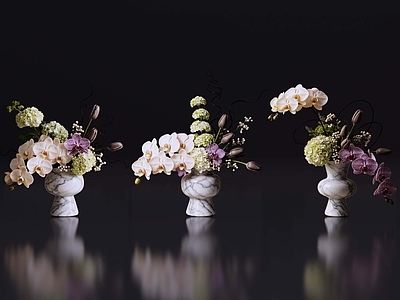 现代简约花瓶 2D现代轻奢花艺 现代侘寂花瓶花艺 法式复古花艺 高级感花艺 软装摆件
