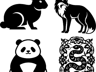 其他图库 剪影 贴图 线稿 中式 中式动物