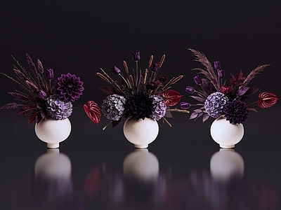 极简花瓶 2D现代轻奢花艺 现代侘寂花瓶花艺 法式复古花艺 高级感花艺 软装摆件