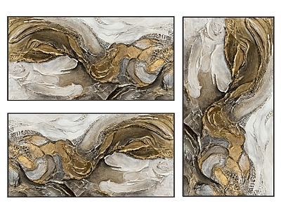 轻奢挂画组合 轻奢动态纹理挂画 抽象金属色调挂画 浮雕艺术挂画 艺术造型挂画 立体挂画