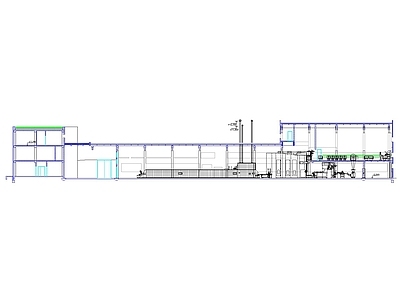 产业园建筑 烘焙店建筑立面图 厂房纵向剖面图 车间竖向剖切图 厂房空间示意图 建筑剖面图纸