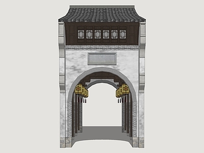 中式古建入口大门 古代城门 古城门建筑 古民居建筑