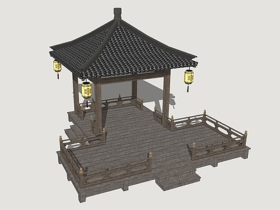 中式古建亭子 古代凉亭 休闲木平台 观景凉亭 木凉亭