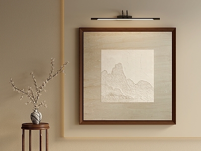 新中式宋式挂画 侘寂立体挂画 肌理山水装饰画 原木框山水挂画