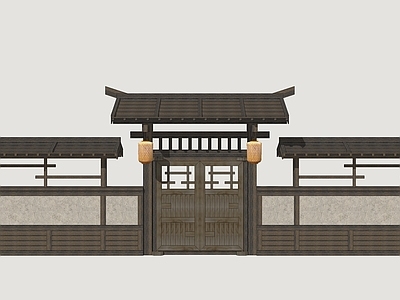 中式入口大门 古代民居院门 民宿大门 入户门 庭院门
