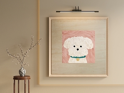 奶油风儿童挂画 肌理宠物装饰画 小狗肌理画 萌犬绘画