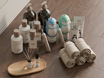 奶油风洗浴用品 现代洗护用品