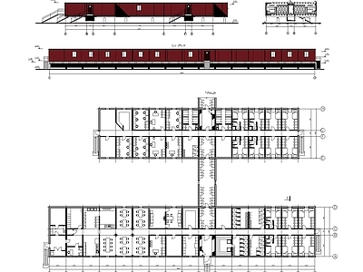 其他办公建筑 模块化建筑平立剖 集装箱建筑方案 临建设施施工图 箱式房屋布局