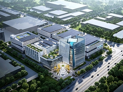 现代主义产业园办公楼 现代产业园办公楼 工业厂房建筑