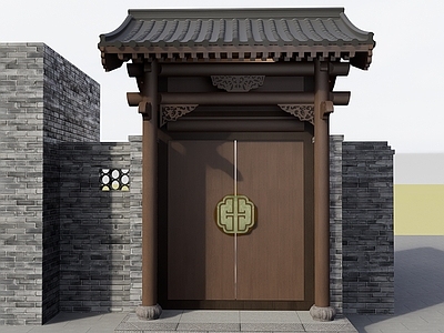 中式古建四合院 中式建筑 门楼 仿古 四合院